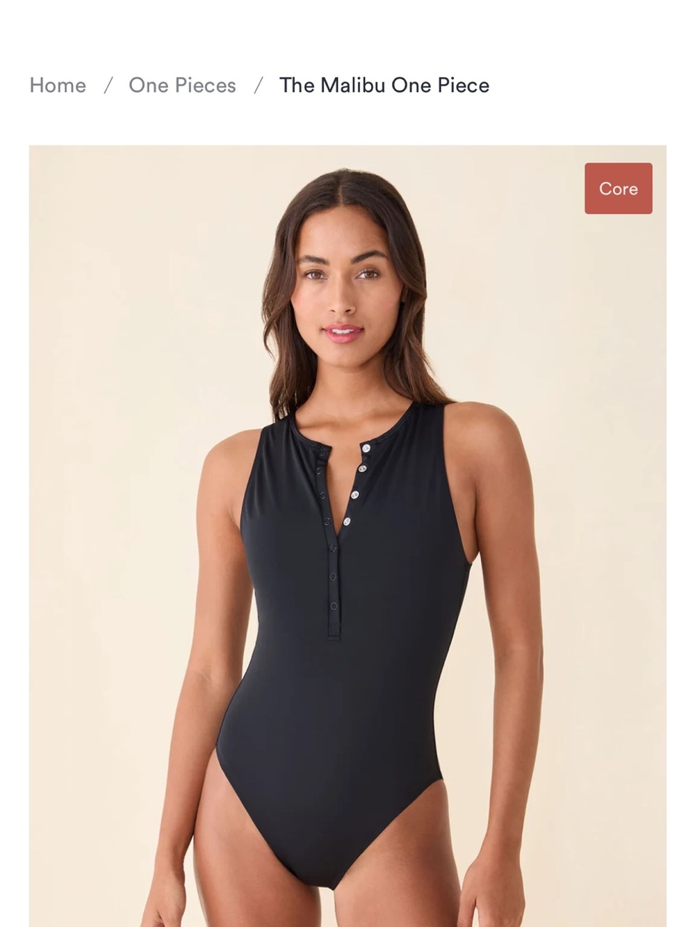 Andie Black snap Button-Front One-Piece swimsuit